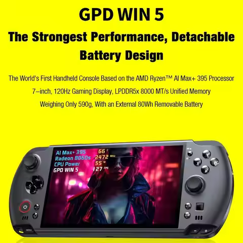 New GPD Win5 7" 120Hz 1080P LTPS Screen Handheld Gaming Console AMD395 M.2 2280 SSD Windows11 RGB Er