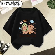 ACE BEAUTY High-quality COTTON Happy 2025 Chinese New Year Cartoon Kapibala Cute T-shirt Cotton Boys