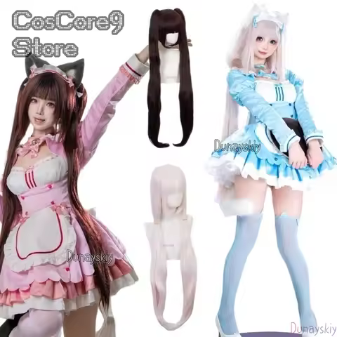 Game Chocola Nekopara Cosplay Costume Clothes Wig Vanilla Suits Cat Maid Costume Lolita Women Skirt 