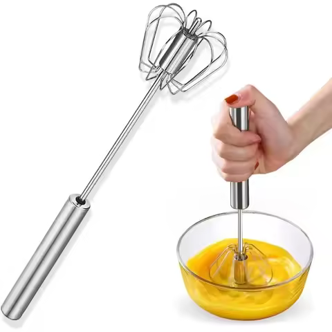 1 Pc Semi-Automatic Egg Beater Egg Stiring Cream Whisk Milk Frother Manual Mixer Stainless Whisk Coo