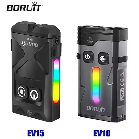 BORUiT EV10/EV15 Flashlight LED Rechargable Light RGB Atmosphere Lights EDC Keychain Magnetic Campin