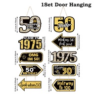 Black Gold Birthday Door ornament Birthday Party Sign Party Decorations Happy 50th Birthday Party De
