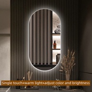 Bathroom Intelligent Mirror Backlit Mirror Time and Temperature Function 3-color Adjustable Lighting