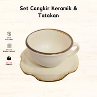 CERAMIC SET Cup & Coaster | Ceramic Coffee Tea Cup | Ceramic Mug & Coaster