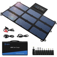BigBlue 63W Foldable Solar Panel Solar Charger with 4 Output Ports (19V DC + 5V USB + USB-C) and 23.