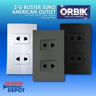 T&J Orbik 2 Gang Euro Outlet / Screw Depot