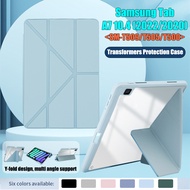 For Samsung Galaxy Tab A7 10.4 (2022/2020) 10.4" SM-T509 SM-T500 SM-T505 T505N Fashion High End Clear Acrylic Y-Bracket Transformers Flip Stand Case Tablet Protective Cover