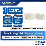 MICHELIN Portable Neck Pillow BASF Memory Foam Ergonomic Design with Storage Box - Aurora White
