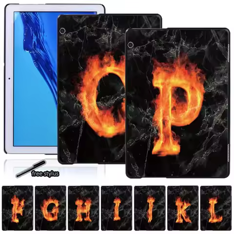 Fire Letter Print Shell Tablet Hard Case for Huawei MediaPad M5 10.8"/M5 Lite 10.1"/M5 Lite 8/T5 10 