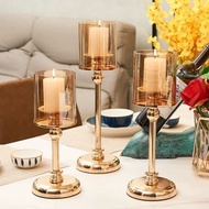 Set of 3 Classy Candle Stands 金屬+玻璃蠟燭台燭光晚餐/婚禮