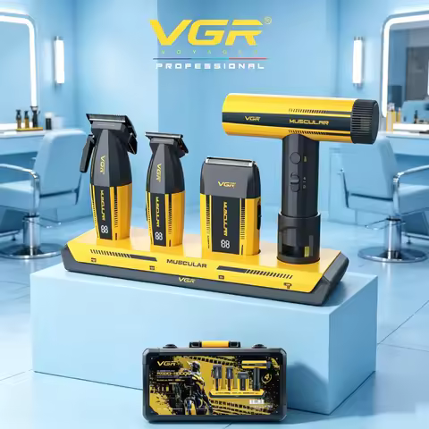 VGR Professional Hair Clippers 9000 RPM Hair care appliance Adjustable 4 IN 1 DLC Blade Luxury Clipp