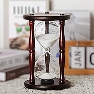 Large Hourglass Timer 60 Minute, Decorative Wooden Sand Timer Home Decor, 1 Hour Glass White Sand Cl