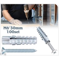 100set Wall Bolt Anchor Screw M6x30mm/M8 Wall Bolt Anchor Wall Anchor Wall Screw Wall Anchor