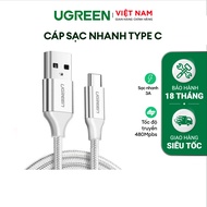 Cáp sạc USB 2.0 A sang Type C Ugreen US288 cho Samsung S21 S20 Xiaomi Redmi Note 11 | Hỗ trợ QC 3.0 