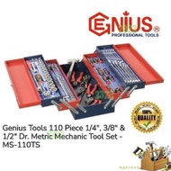 GENIUS TOOLS 110 PCS ¼" , 3/8" & ½" Dr. METRIC MECHANIC TOOL SET - MS-110TS