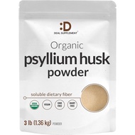DEAL SUPPLEMENT Organic Psyllium Husk Powder, 3lbs (48oz) – Unflavored Plant Based Soluble Dietary F