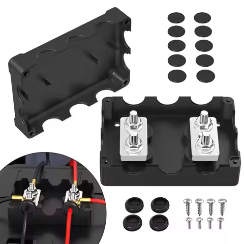 400A Power Distribution Block Bus Bar Heavy Duty with 5/16" Stud Battery Copper Dual Bus Bar 48V DC 