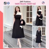 S451 Set Black Skirt With Long Spread White Shirt Neck [TH Ha Thanh] Black Skirt Spread With Jacket 