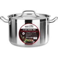 New Star Foodservice 12 Qt Stainless Steel Stock Pot with Cover, 18/8 Stainless Steel HP7A