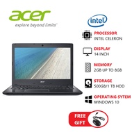 LAPTOP ACER 14 INCH INTEL CELERON RAM 4GB SSD 256GB (FREE GIFT)