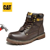 Caterpillar บุรุษรองเท้าหนังความปลอดภัย CAT หัวเหล็กรองเท้ากันลื่นกลางแจ้งรองเท้าทำงานระบายอากาศรองเ