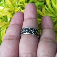 Cincin Ring Perak Silver Bali Gelombang Hitam Antik 925 Pria Wanita