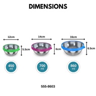 555 Premium Stainless Steel Bowl 3-pc Set with Snap-On Lids - 12cm/14cm/16cm
