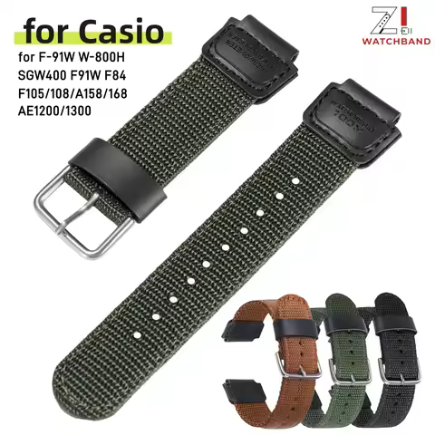 18mm Nylon Strap for Casio for F-91W W-800H Watch Band SGW400 F91W F84 F105/108/A158/168 AE1200/1300
