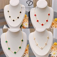 Titanium Necklace / Necklace Four Leaf Clover 5 Lucky Flowers No Rust Black.NguyenTraDuongAcc