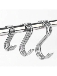 5入組不銹鋼S形掛鉤，適用於浴室、客廳、廚房、衣櫃等，各種大小的金屬掛鉤，不需要釘子和鑽孔，適用於日常家庭使用