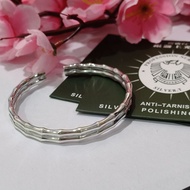 双层竹节 999 足银手镯999足银材质双层竹节设计