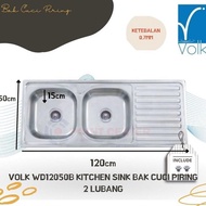 TERBAIK VOLK WD12050B KITCHEN SINK BAK CUCI PIRING 2 LUBANG