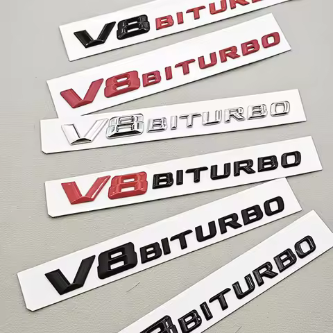 3D V8 BITURBO Emblem Fender Badge Car Sticker For Mercedes Benz AMG G63 C63 E63 S63 Auto Side Decal 