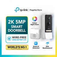 TP-Link Smart Doorbell Long Battery Life Waterproof Head-to-Toe View with 2K 5MP Remote Monitoring Video Tapo D230S1