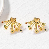 Design Simple Earrings Atmospheric Niche Fan-Shaped Color European American Light Luxury Fireworks F