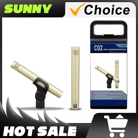C02 One Pair Condenser Small-Diaphragm Suspension Pencil Shockproof Clip Microphone Piano Mic Pencil