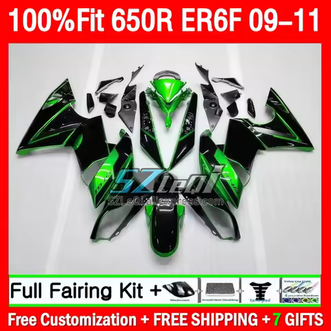 Green Black Injection Fairing For KAWASAKI NINJA 650R ER6F 111Q1.0 ER 6F 6 F 650 R ER-6F ER6 F 2009 