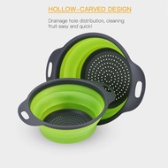 K-MART - 1件 瀝水筲箕籃 綠色 可摺疊洗菜盤 矽膠洗菜籃 4升容量 寬度29.2cm (L)