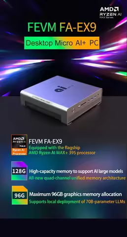FEVM FA-EX9 AMD Ryzen Al Max+ 395 MINI PC WIIF7 BT5.4 Radeon 8060S LPDDR5X 128GB PCIe SSD USB4 Suppo