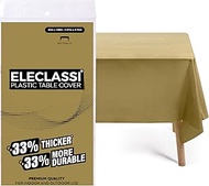 Eleclassi Gold 12 Pack Premium Disposable Plastic Tablecloth 54 x 108 in - Plastic Table Cloth Dispo