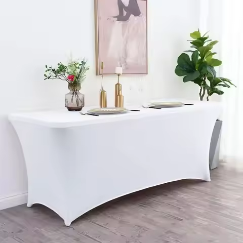Wedding Hotel Birthday Table Cover for 4ft 5ft 6ft 8ft Folding Table Cocktail Tablecloth 6FT 8FTSpan