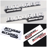 1Pair Mercedes Benz AMG Logo BITURBO AMG Fender Emblem Logo Wording Badge For Fender Letter Badge Bi