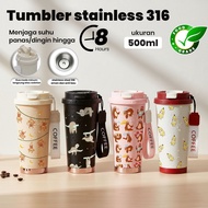 MERAH 316 Stainless Steel Tumbler 500ml Food Grade Cute Animal Print Durable Drinking Bottle Hot Col