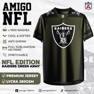AMIGO NFL Sublimation Microfiber T-shirt Design OLIVE RAIDERS baju jersi baju jersey Malaysia viral 