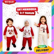 MERAH My Independence Day for Girls, Red and White Motif, Children's Independence Day T-Shirt for Ch