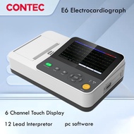 CONTEC E6 Digital 6 Channel 12 lead ECG Monitor EKG Machine Touch Electrocardiograph USB PC Software
