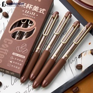 YOUNGSTAR 4Pcs Black Gel Pen Coffee Cream Rose Scents Refill Scents Quick-Drying Gel Pen Students Wr