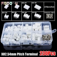 ROOOKU 230Pcs 2.54mm Pitch Terminal, XH2.54 Housing Kit Pin Connector, 4 Value Male And Female 2p 3p