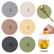 1pc/6pcs Morandi Color Silicone Cup Lid, Dust-Proof Sealed Cup Lid With Spoon Holder, Reusable Cup L