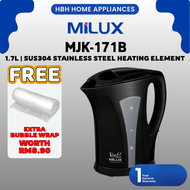 Milux Jug Kettle MJK171B | 1.7L | Dry-Boil Protection | Cordless Base | SUS304 Stainless Steel Heati